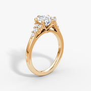 Radiant Cut - Plain Band - Cluster Ring - 14 K Gold